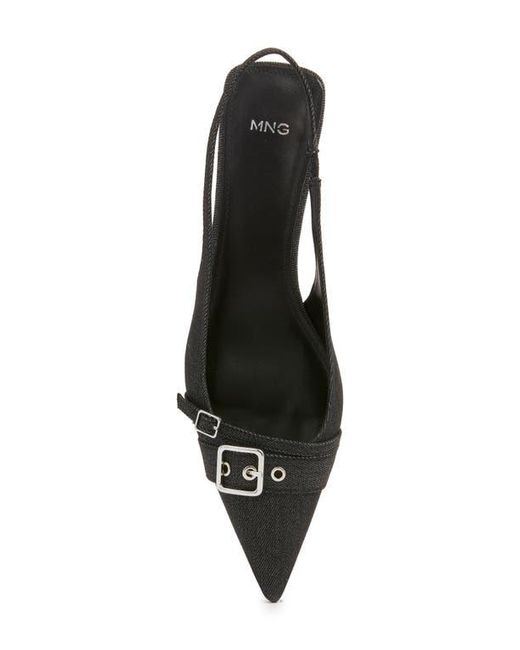 Mango Black Mecha Kitten Heel Pointed Toe Pump