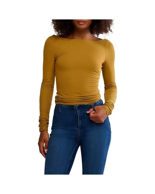 Free People Riley Low Back T-Shirt in Blue | Lyst