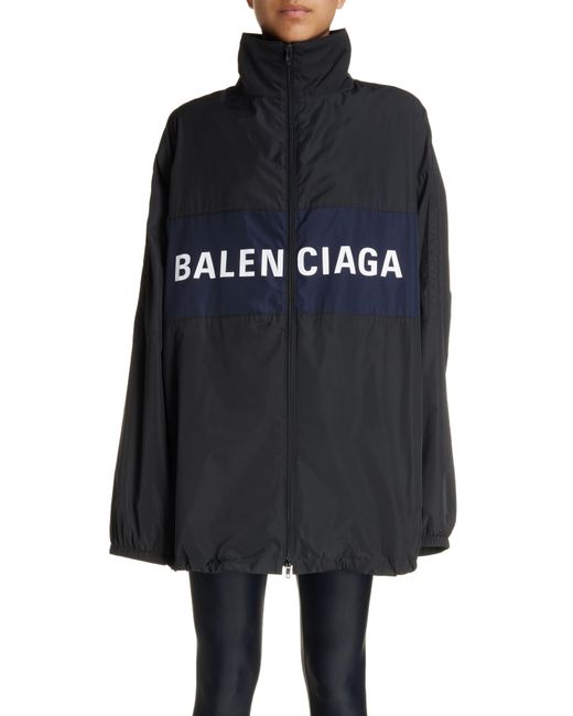 Balenciaga Black Logo Zip-up Oversize Jacket
