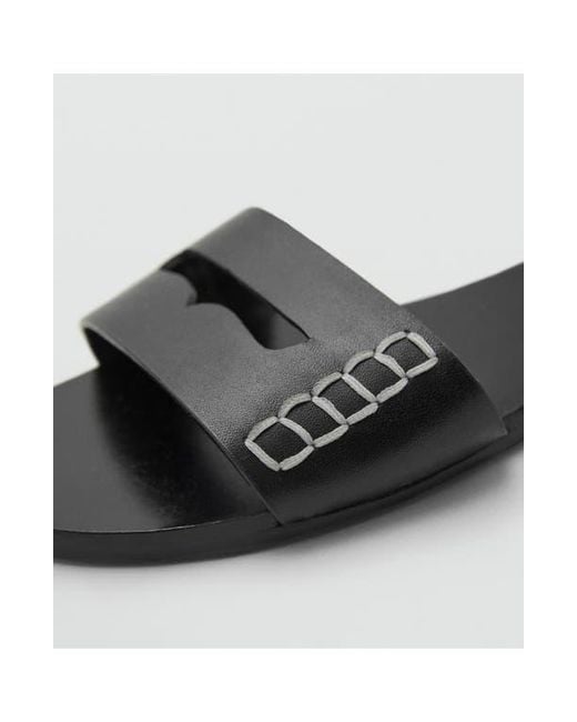Mango Black Penny Strap Slide Sandal