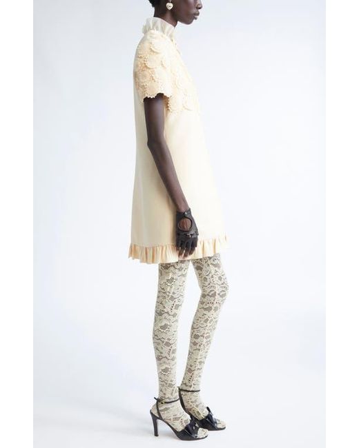 Valentino Garavani Natural Floral Appliqué Crepe Couture Minidress