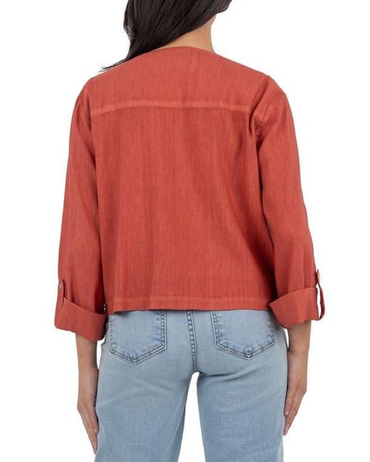 Kut From The Kloth Red Karie Open Front Linen Blend Jacket