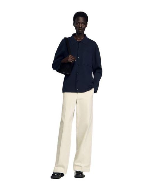 Sandro Blue Knitted Shirt Jacket for men