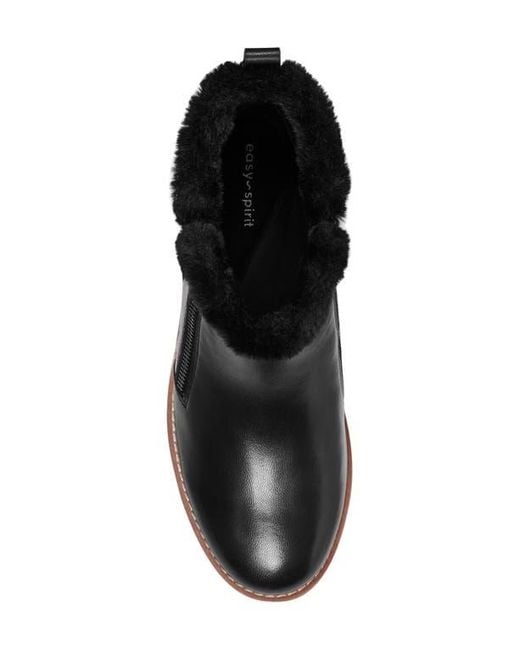 Easy Spirit Black Jane Faux Fur Lined Wedge Bootie