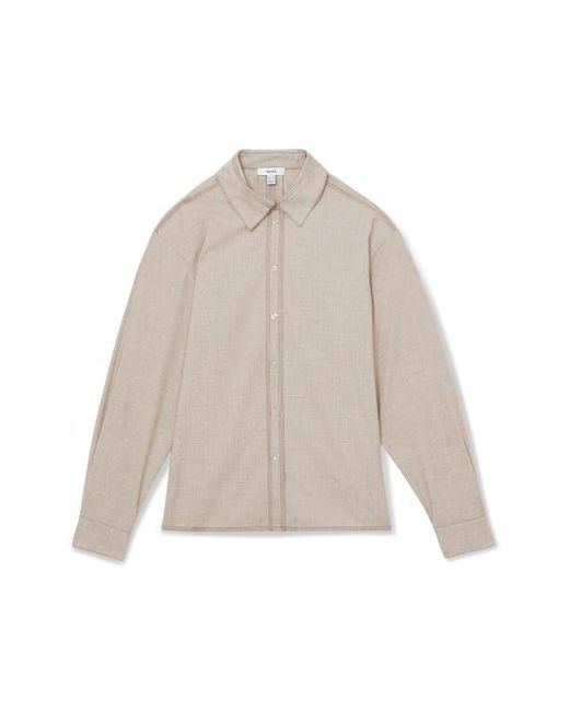 Reiss Natural Nova Topstitch Button-Up Shirt