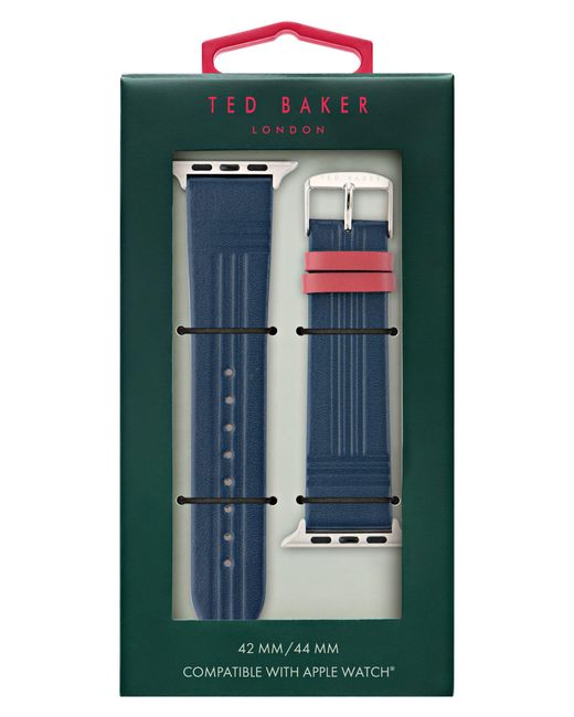 Ted Baker Green Leather 22mm Apple Watch Watchband for men