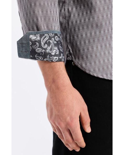 Robert Graham Gray Akron Stretch Cotton Button-Up Shirt for men