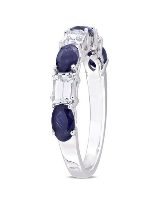 Julianna B Blue Sapphire & Sapphire Semi-Eternity Ring 14K