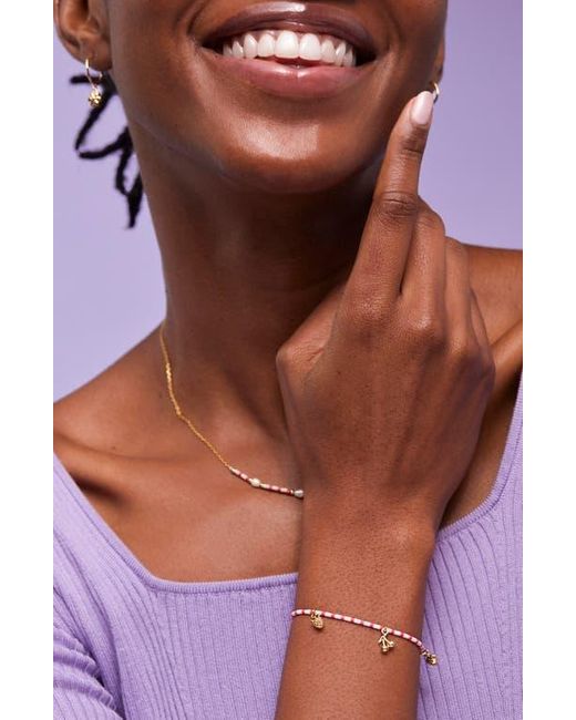 Estella Bartlett White Fruity Miyuki Charm Bead Slider Bracelet