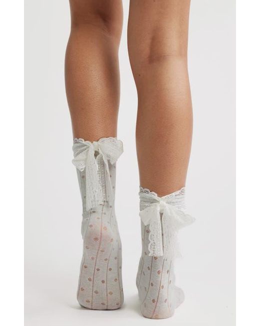 High Heel Jungle White Lace Trim Cotton Blend Crew Socks