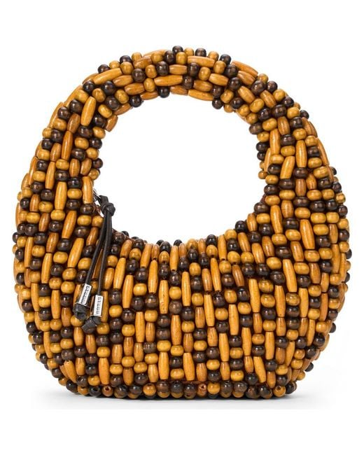Staud Brown Reef Beaded Bag