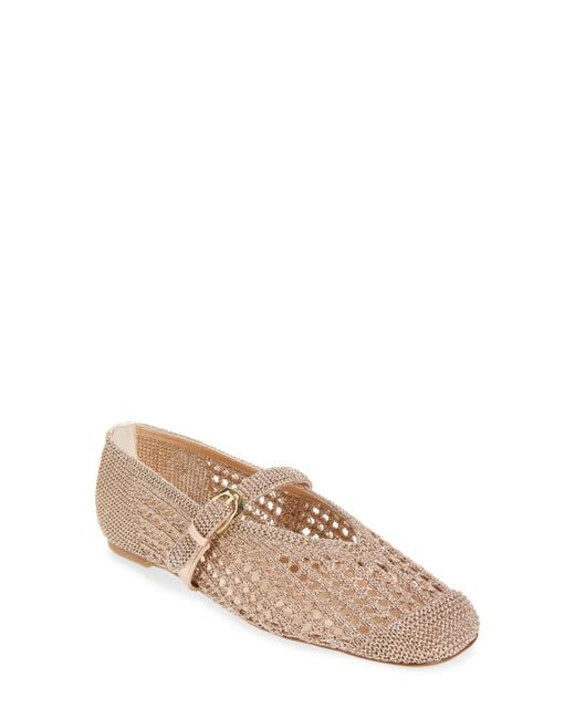 Stuart Weitzman Natural Leora Metallic Mary Jane Flat