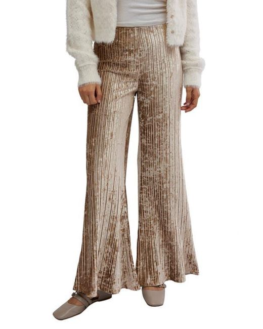Free People Natural Star Sign Ribbed Wide Leg Velvet Pants
