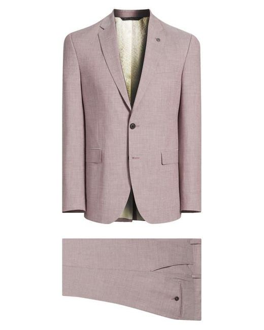 AllSaints Purple Ross Slim Fit Mélange Wool Blend Suit for men