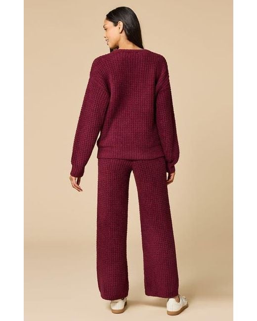 Softies Red Waffle Marshmallow V-Neck Lounge Set