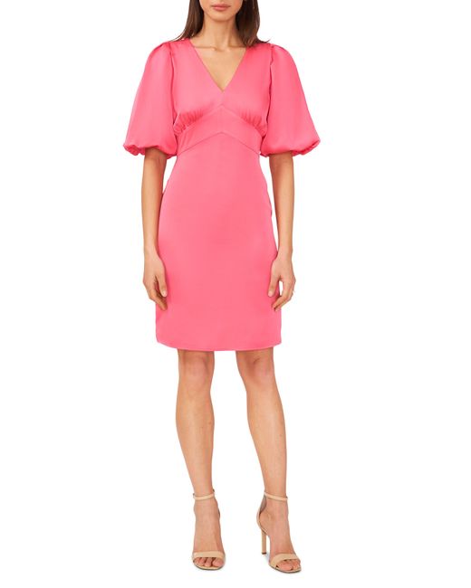 Halogen® Halogen(r) Puff Sleeve Satin Dress in Pink | Lyst