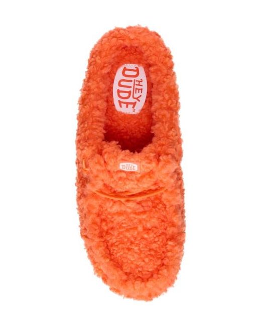 HeyDude Orange Wally Faux Shearling Slipper for men