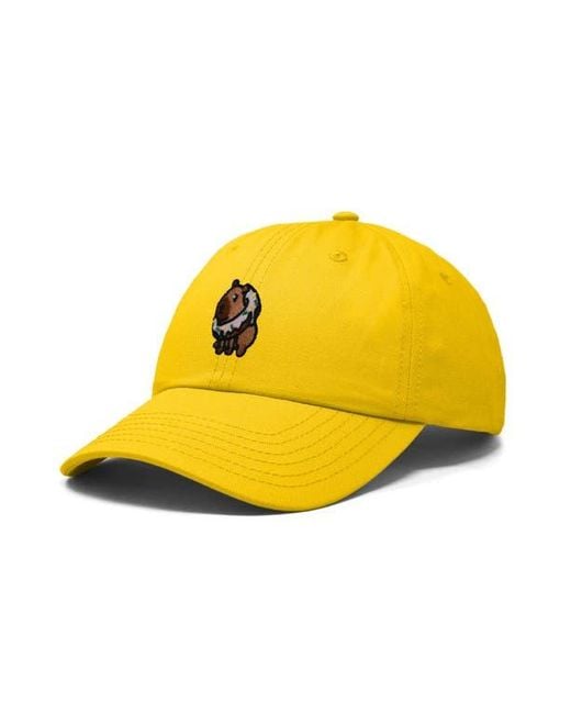 Alix Yellow Capybara Donut Embroidered Cap for men