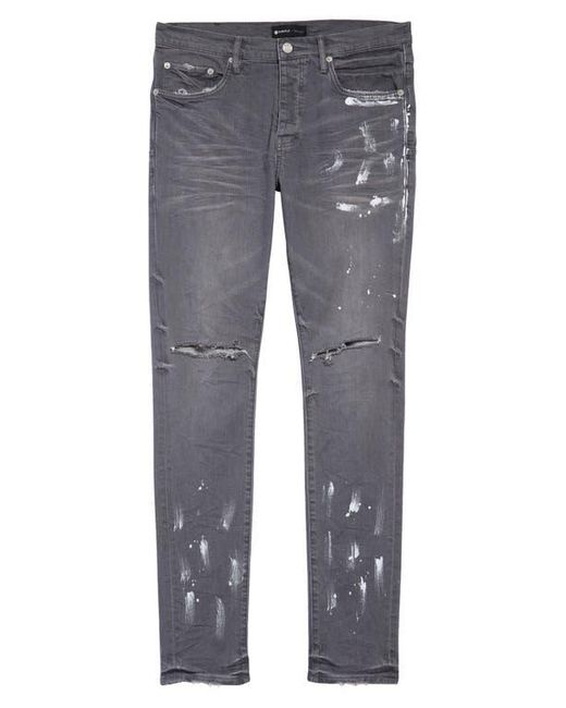 Purple Brand Multicolor Painted Ripped Knee Slit Skinny Jeans for men