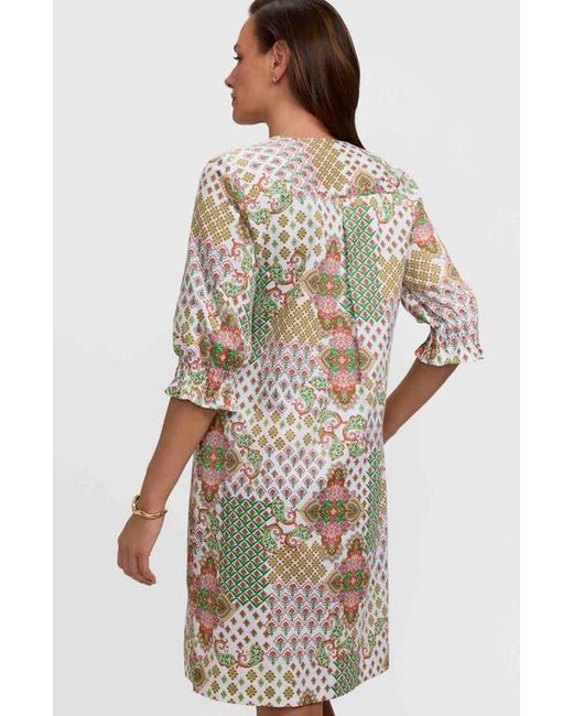 Foxcroft Natural Alicia Patchwork Shift Dress