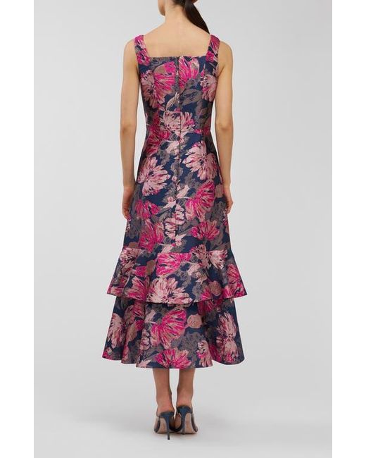 Kay Unger Multicolor Paige Metallic Floral Jacquard Cocktail Dress