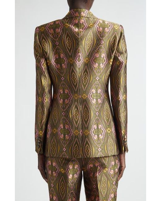 Etro Green Fitted Jacquard Jacket