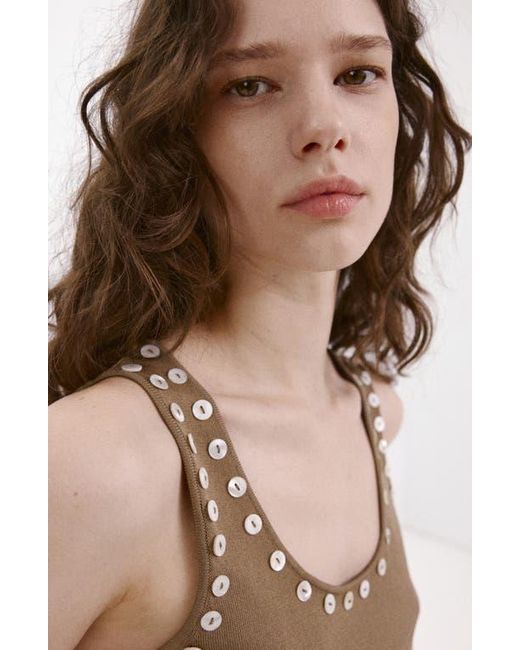 Mango Blue Button Trim Tank