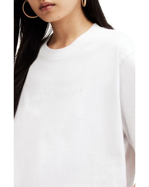 AllSaints White Pippa Embroidered Logo T-shirt