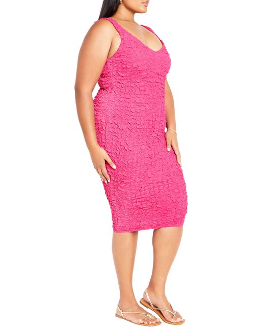 City Chic Pink Helen Texture Dress