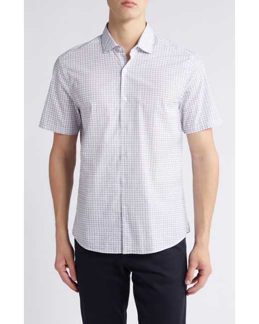 Robert Barakett White Firdale Geo Print Short Sleeve Button-up Shirt for men