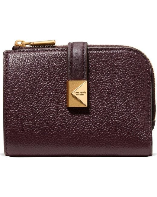 Kate Spade Purple Deco Pebbled Leather Bifold Wallet