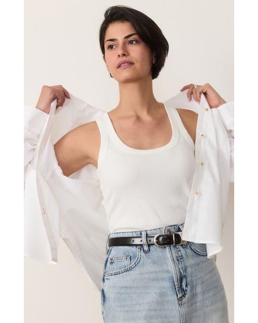 Marine Layer White Cali Oversize Pima Cotton Poplin Button-Up Shirt
