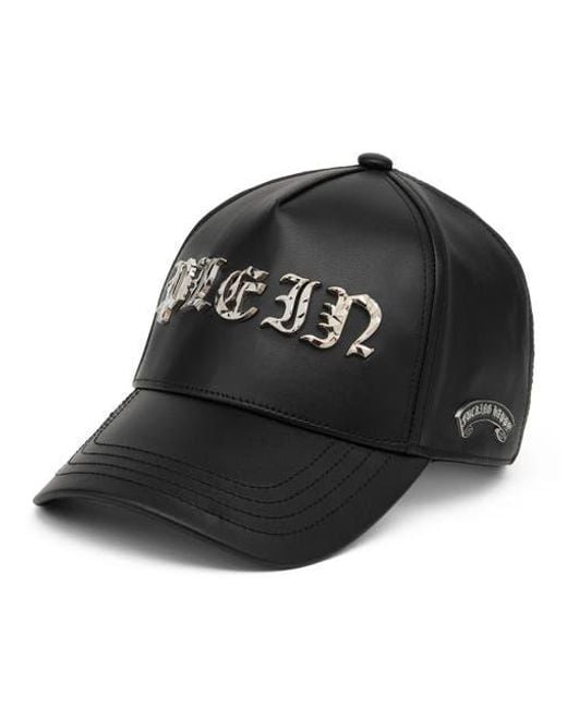 Philipp Plein Black Baseball Cap Gothic Plein