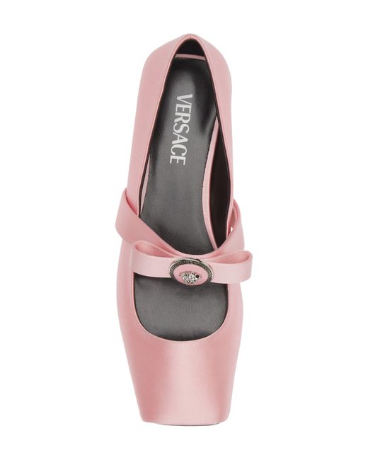 Versace Pink Gianni Ribbon Ballet Flat