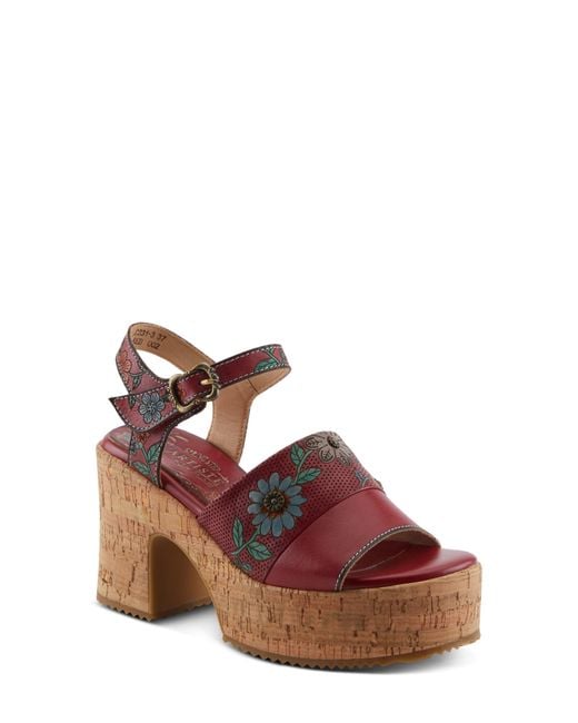 Spring Step Red Halena Platform Sandal