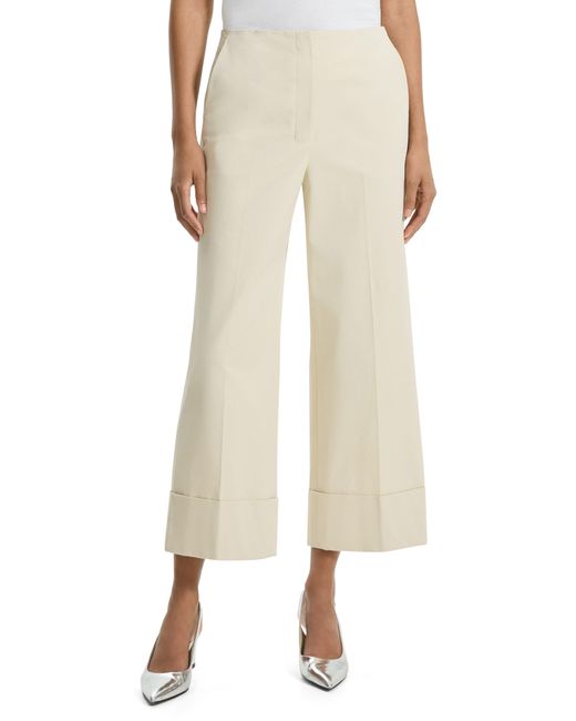 Theory Natural Patton Wide Cuff Stretch Cotton Crop Pants