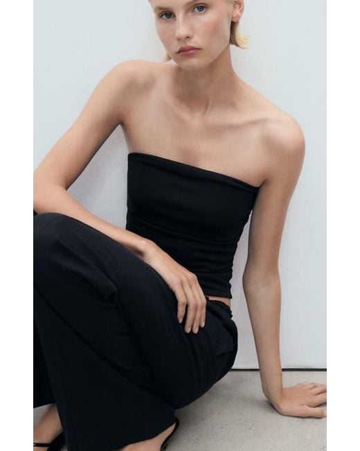 Mango Black Drawstring Waist Linen Blend Pants