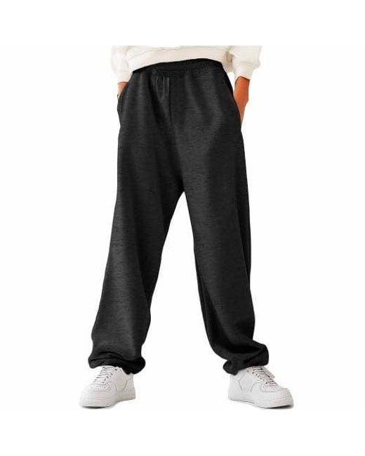 Alix Black Ghost Embroidered Fleece Sweats Pants for men