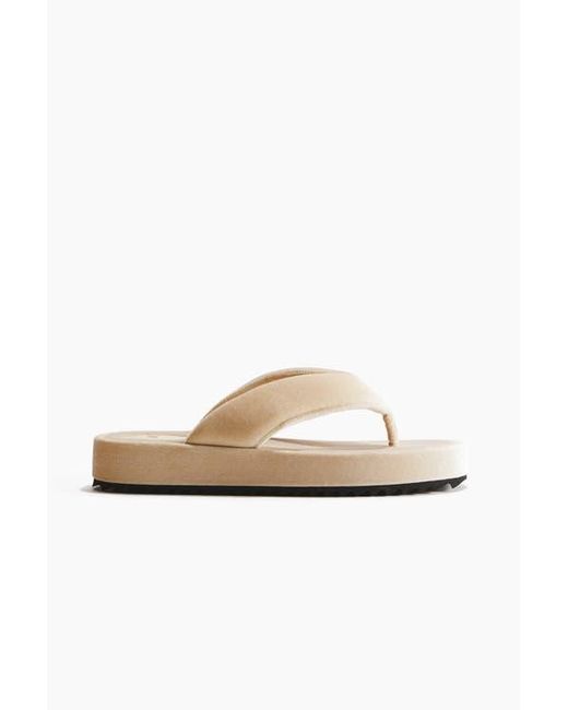 H&M White Velour Flip-Flops