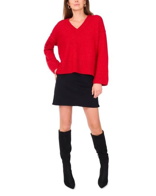 Vince Camuto Red High-Low V-Neck Sweater