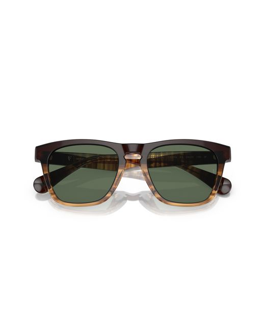 Oliver Peoples Green R-3 54mm Polarized Round Sunglasses for men