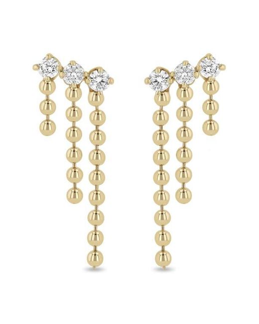 Zoe Chicco Metallic Diamond Beaded Waterfall Drop Earrings