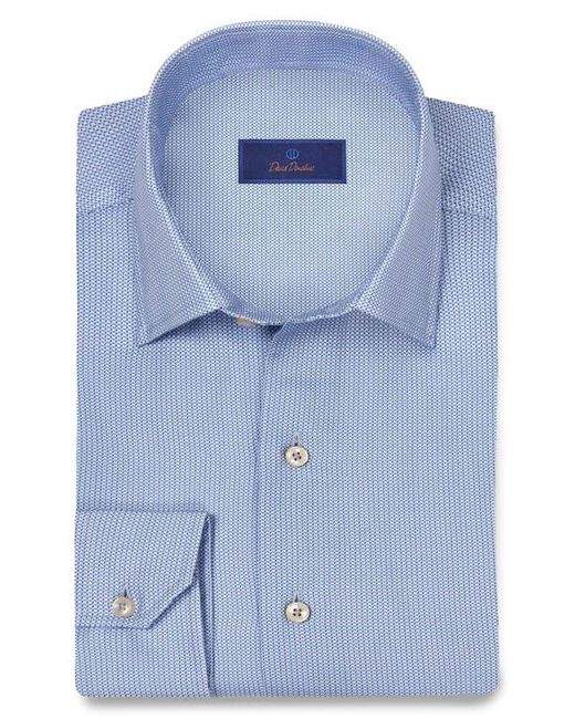 David Donahue Blue Micro Texture Print Sport Shirt for men