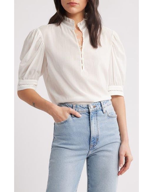FRAME White The Ruffle Collar Top