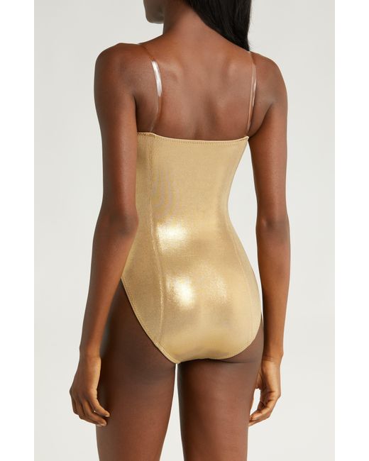 Norma Kamali Metallic Corset One-piece Swimsuit