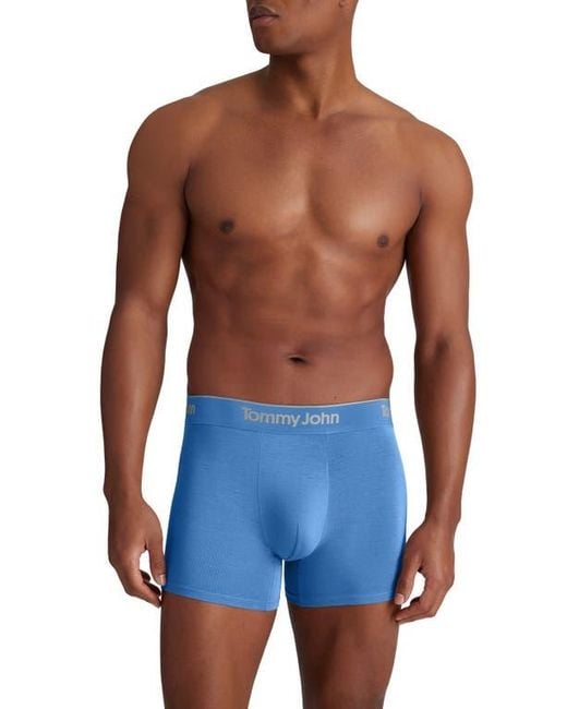 Tommy John Blue Assorted 3-Pack Second Skin 4-Inch Stretch Modal Boxer Briefs for men
