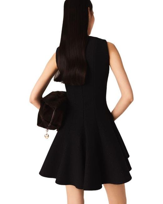 Maje Black Mini Flared Tweed Dress