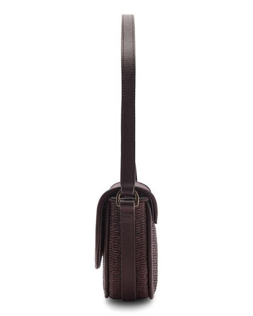 Mango Purple Raffia Flap Shoulder Bag