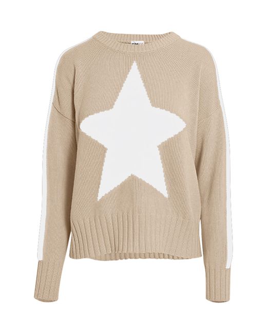 Minnie Rose Blue Star Cotton & Cashmere Crewneck Sweater