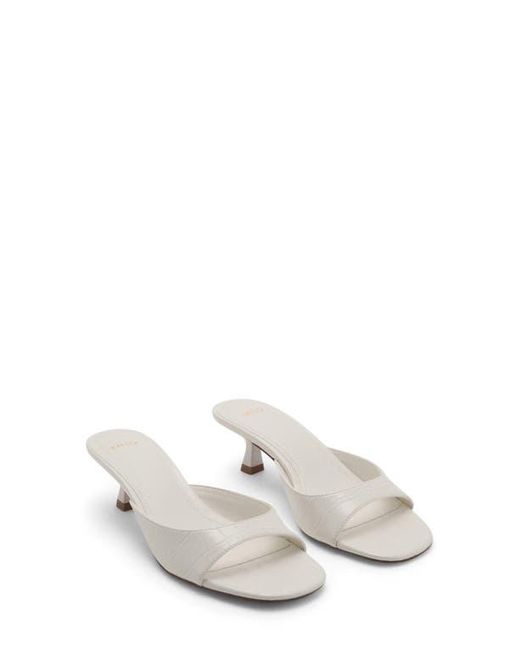 Mango White Kitten Heel Sandal